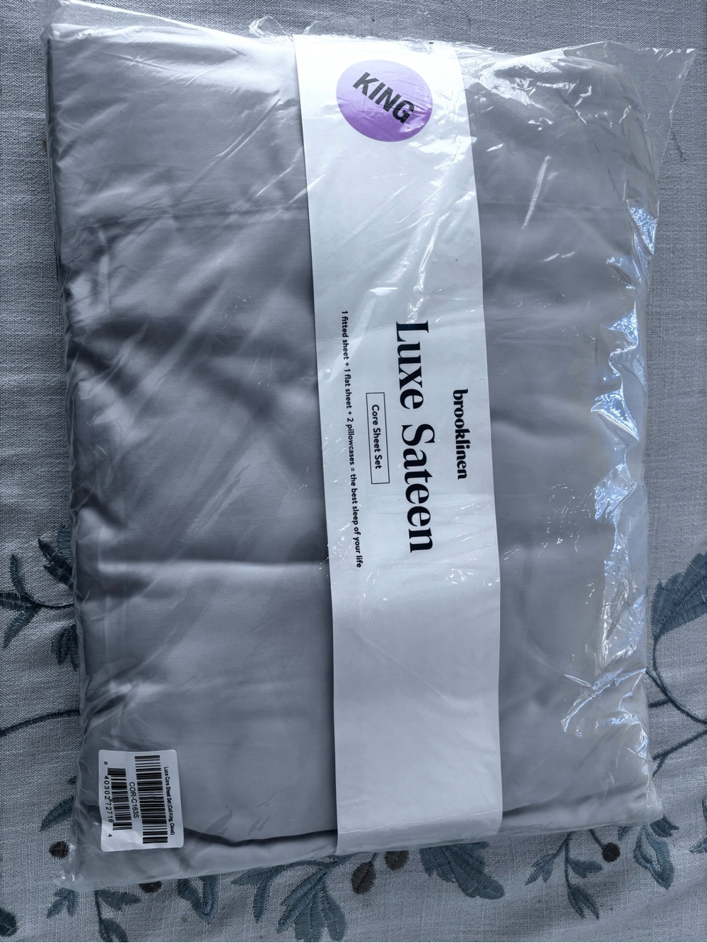 Brooklinen sheet set king size color cloud